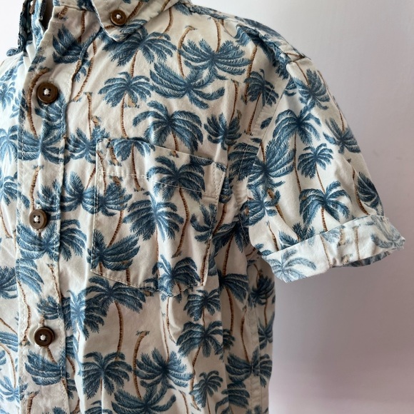 Gymboree White and Blue Palm Print Button Down Shirt - Picture 3 of 5